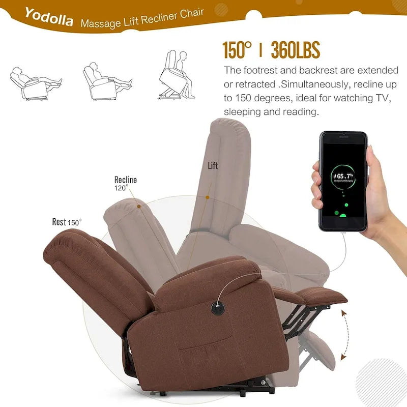 Fauteuil inclinable releveur AECOJOY pour personnes âgées avec massage et port de charge USB