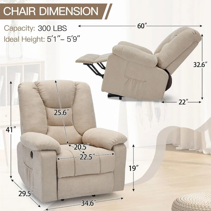 Fauteuil inclinable releveur AECOJOY pour personnes âgées avec massage et port de charge USB