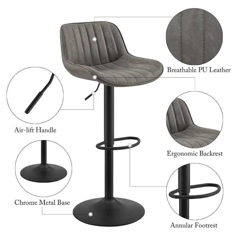 Tabouret de bar pivotant réglable en hauteur Art Leon, lot de 2