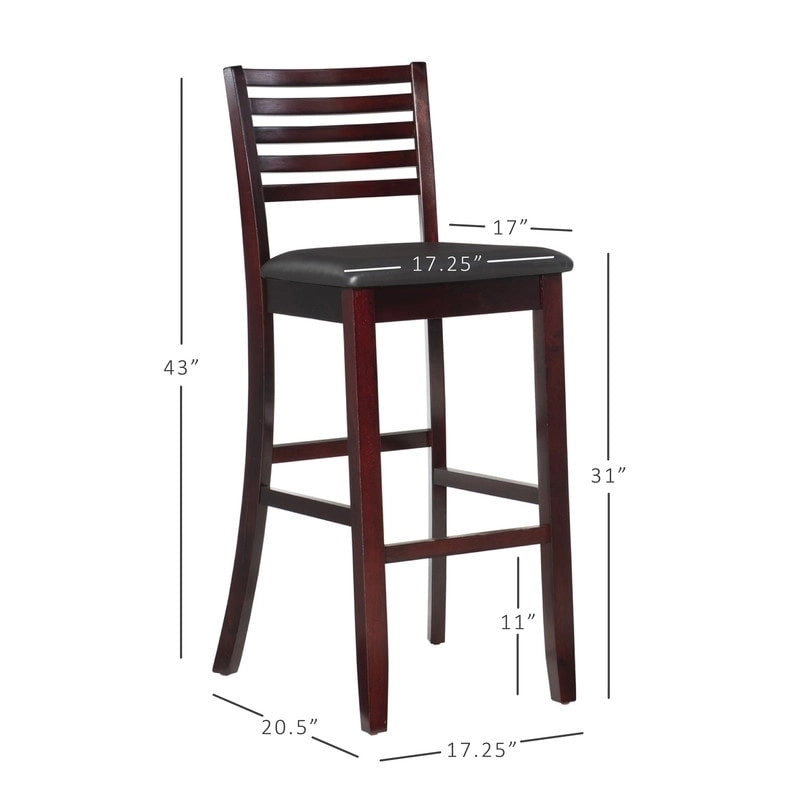 Tabouret de bar Linon Pitchfork Espresso à dossier échelle