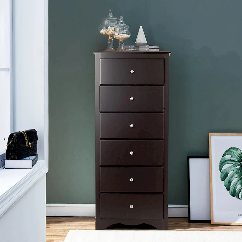 6 Drawer Chest Wooden Dresser Clothes Organizer Bedroom