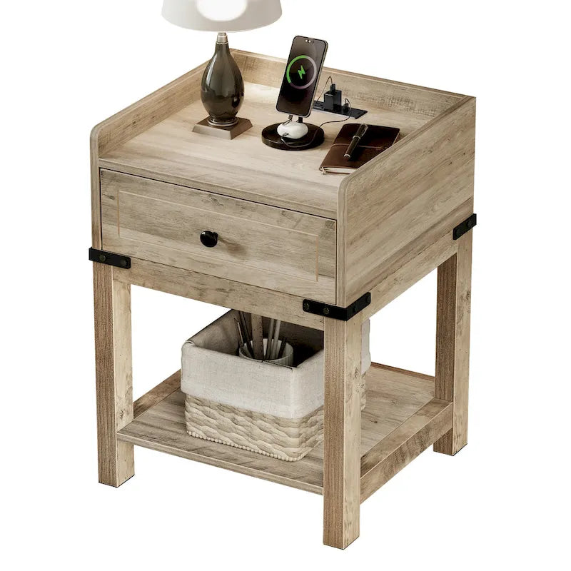 Table d'appoint de ferme Moasis avec station de recharge, ports USB et prises électriques
