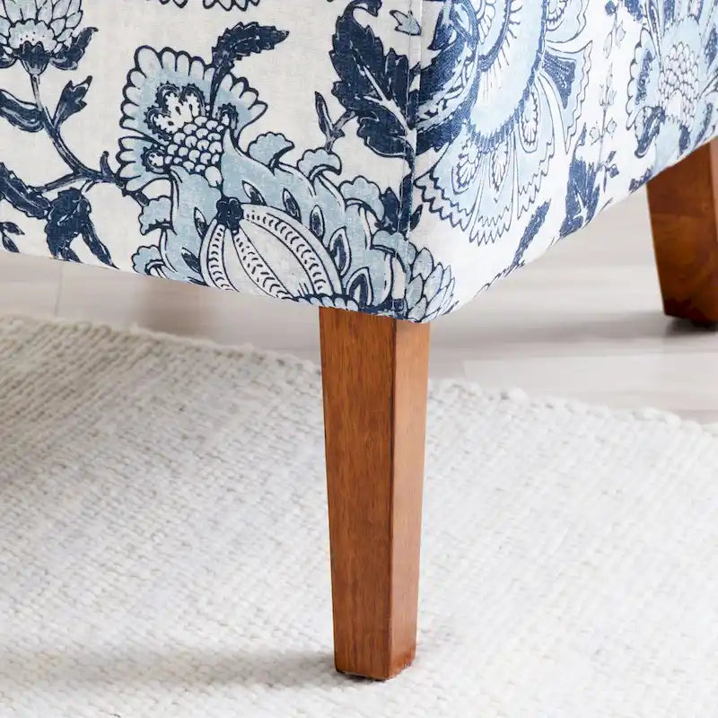 Fauteuil d'appoint en tissu motif cachemire bleu Bradford