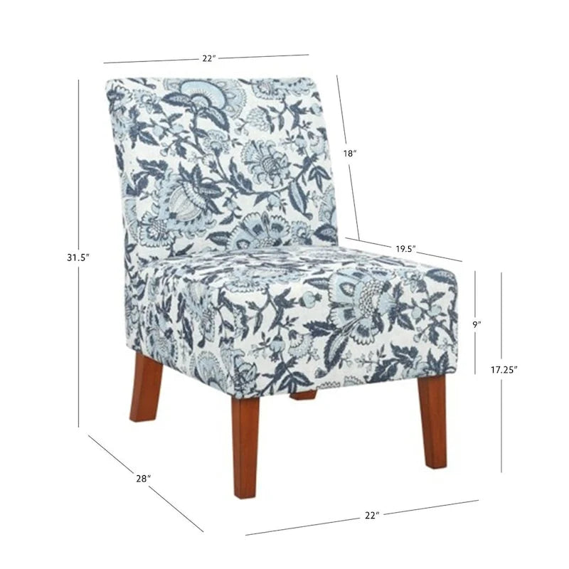 Fauteuil d'appoint en tissu motif cachemire bleu Bradford