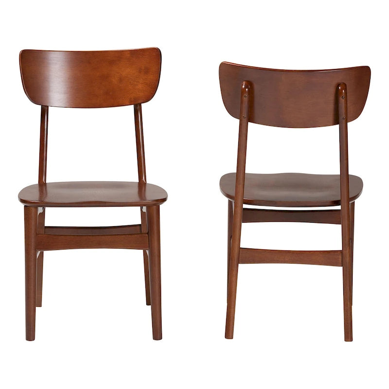 Chaises de salle à manger d'appoint en bois courbé noyer foncé, style scandinave moderne du milieu du siècle, Pays-Bas (Lot de 2)