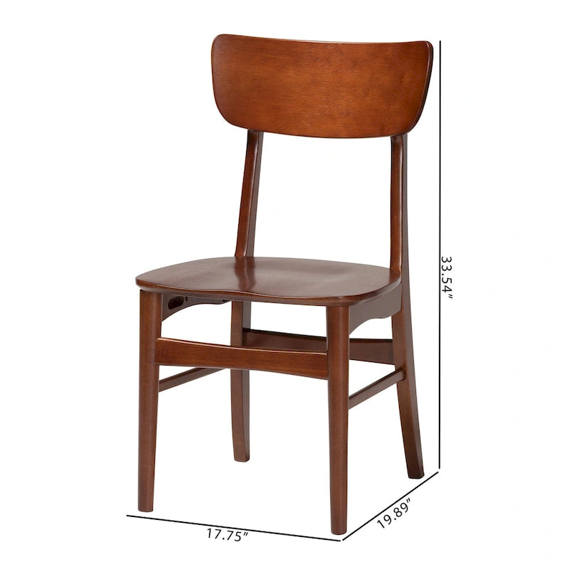 Chaises de salle à manger d'appoint en bois courbé noyer foncé, style scandinave moderne du milieu du siècle, Pays-Bas (Lot de 2)