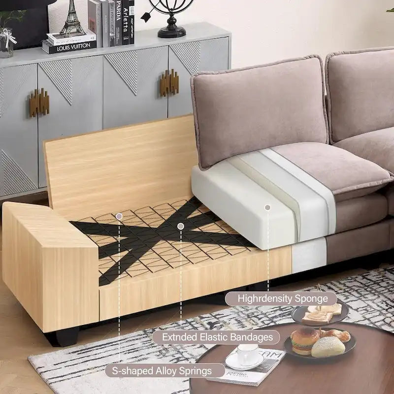 25.2 Canapé d'angle profond 3 places en forme de L pour salon