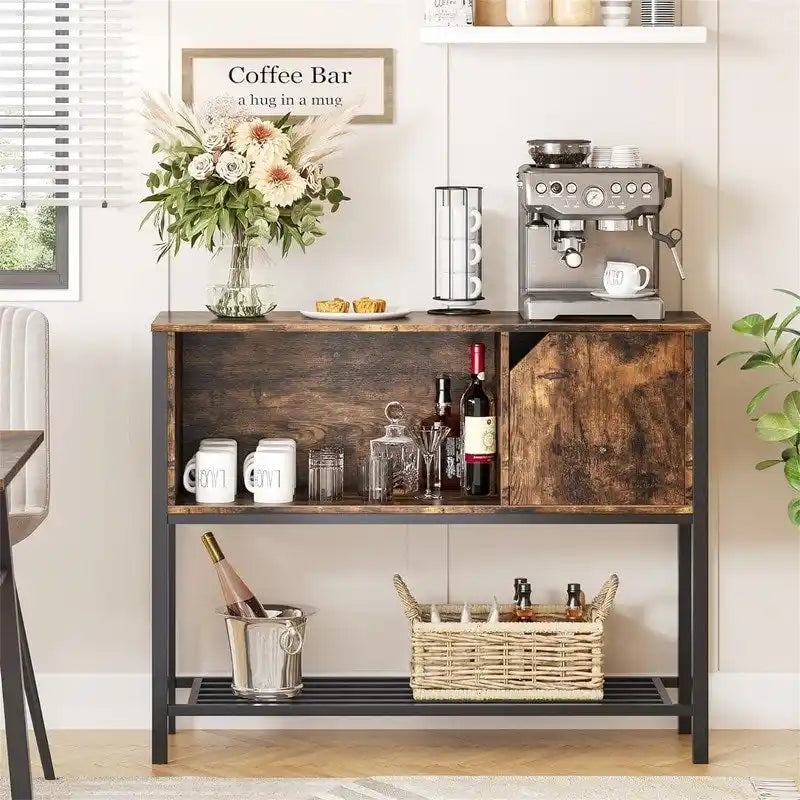 Meuble de rangement rustique marron et gris avec étagères