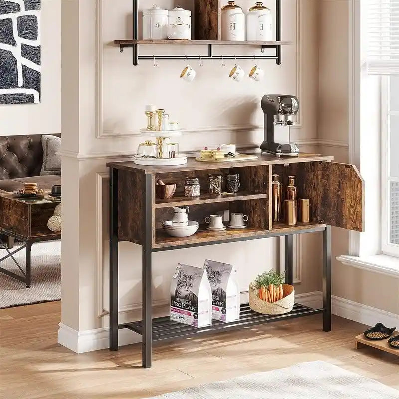 Meuble de rangement rustique marron et gris avec étagères
