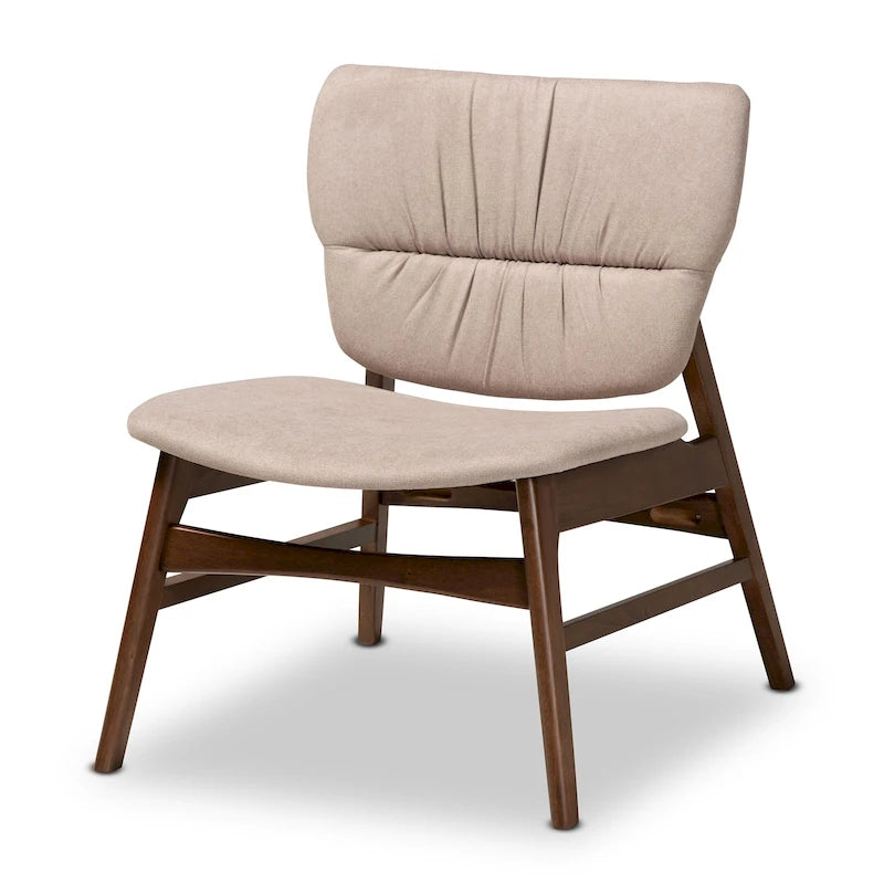 Fauteuil d'appoint Benito en tissu et bois de style moderne transitionnel du milieu du siècle