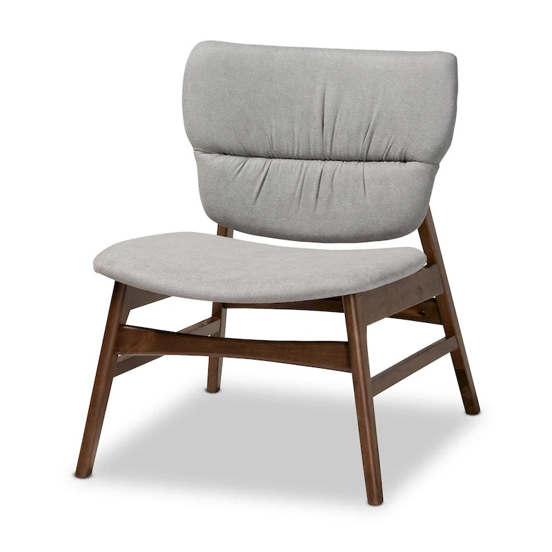 Fauteuil d'appoint Benito en tissu et bois de style moderne transitionnel du milieu du siècle