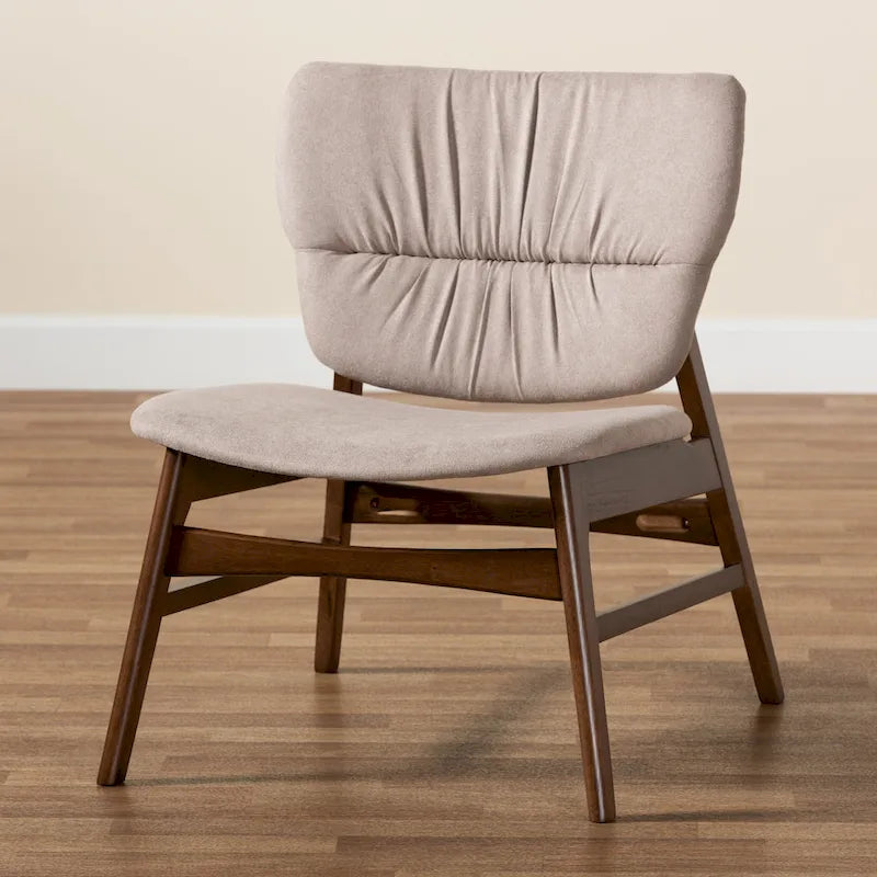 Fauteuil d'appoint Benito en tissu et bois de style moderne transitionnel du milieu du siècle