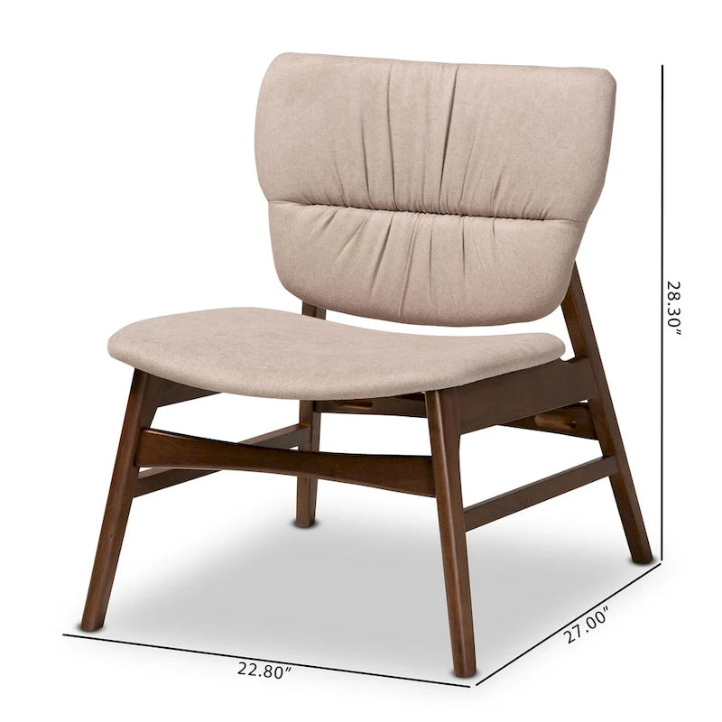 Fauteuil d'appoint Benito en tissu et bois de style moderne transitionnel du milieu du siècle