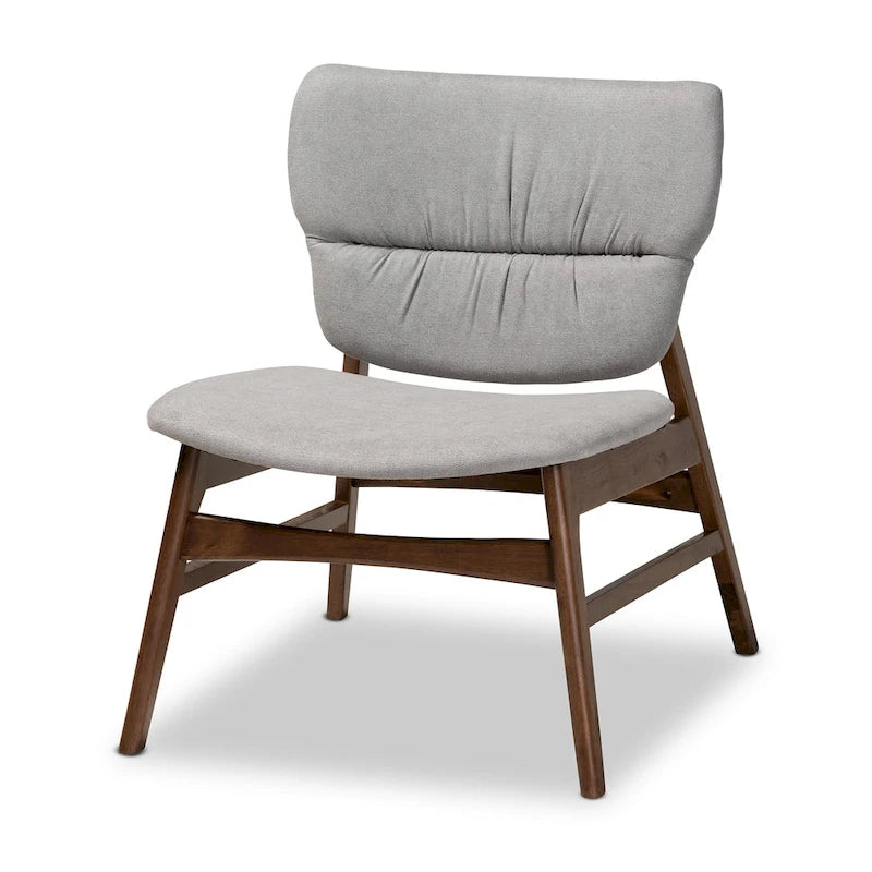 Fauteuil d'appoint Benito en tissu et bois de style moderne transitionnel du milieu du siècle