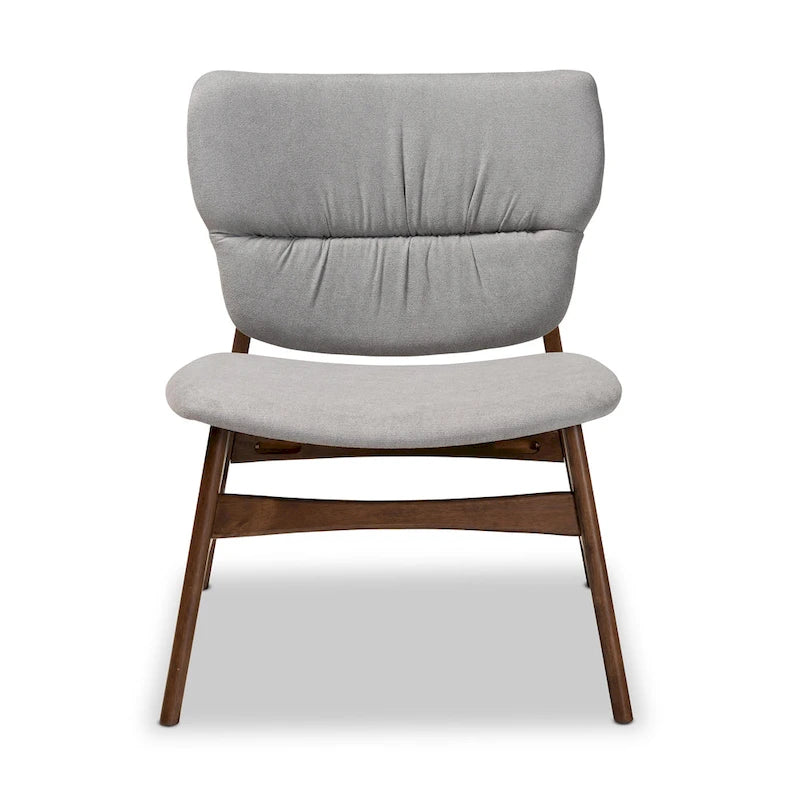 Fauteuil d'appoint Benito en tissu et bois de style moderne transitionnel du milieu du siècle