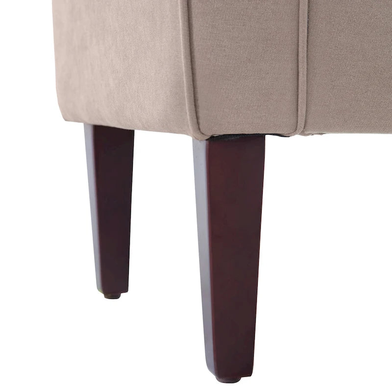 Banc ottoman de rangement en tissu avec accoudoirs et pieds en bois massif, 48 po L x 18 po P x 23 po H