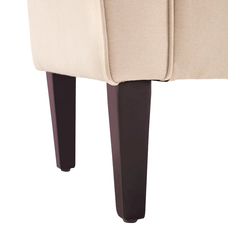 Banc ottoman de rangement en tissu avec accoudoirs et pieds en bois massif, 48 po L x 18 po P x 23 po H