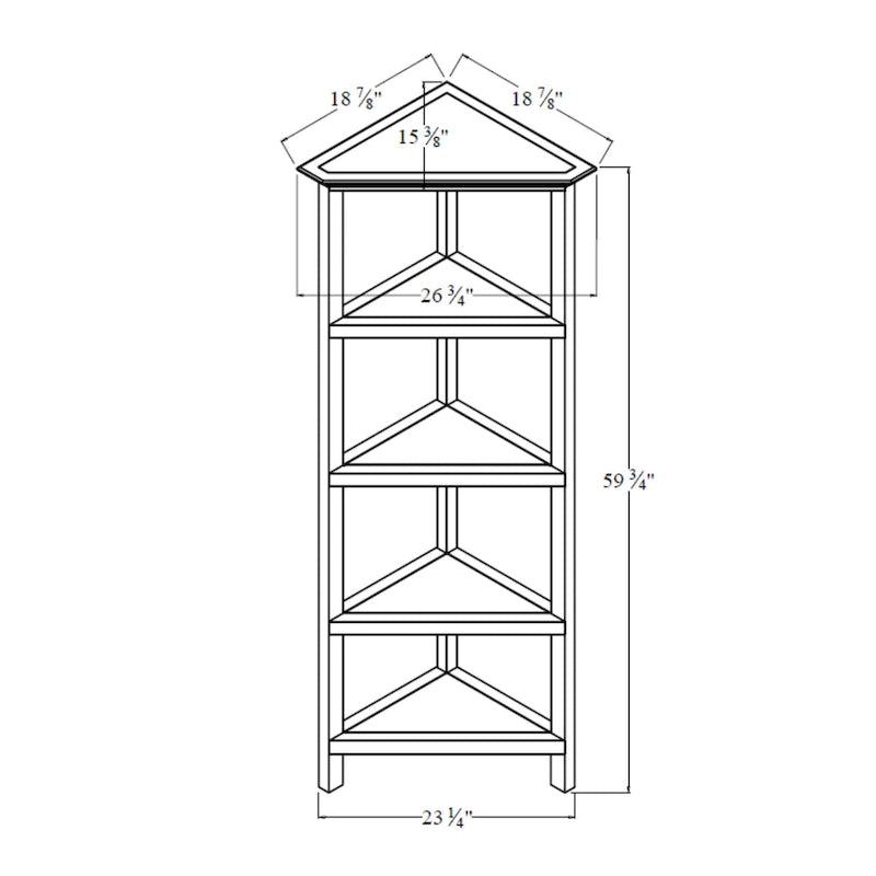Bibliothèque d'angle haute en bois Edenton à 4 étagères, Noyer