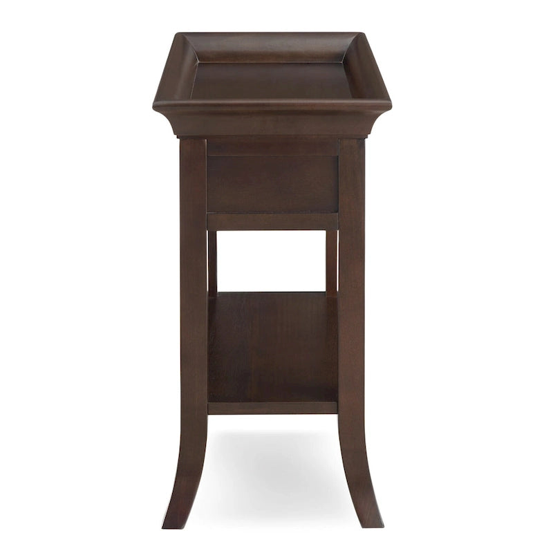 Table d'appoint Leick Home à un tiroir, bord de plateau, cerisier traditionnel, avec étagère