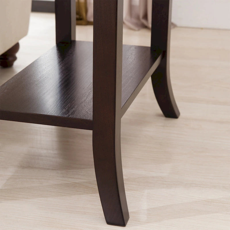 Table d'appoint Leick Home à un tiroir, bord de plateau, cerisier traditionnel, avec étagère