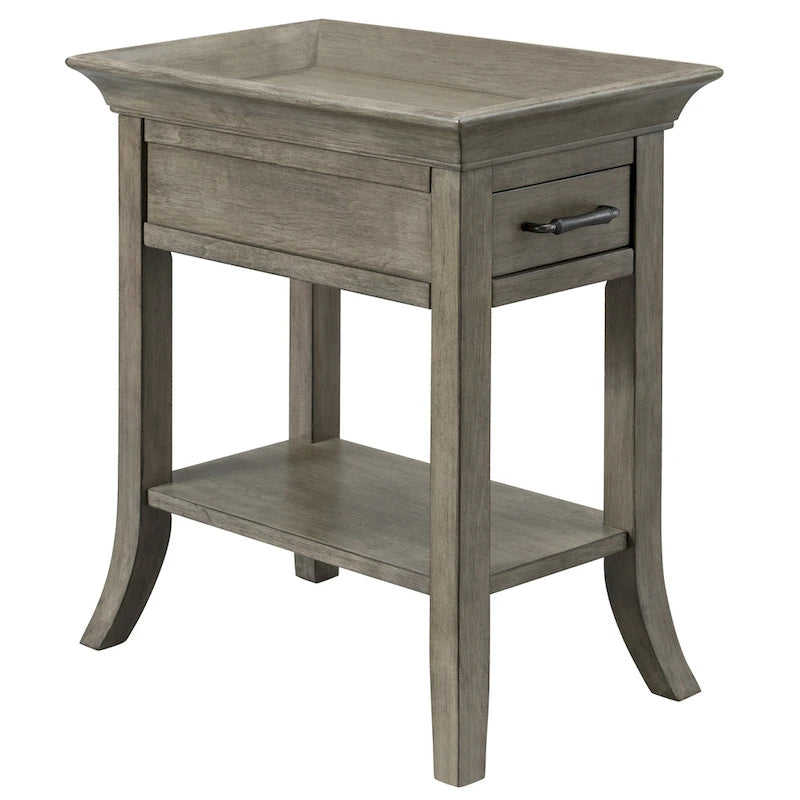 Table d'appoint Leick Home à un tiroir, bord de plateau, cerisier traditionnel, avec étagère