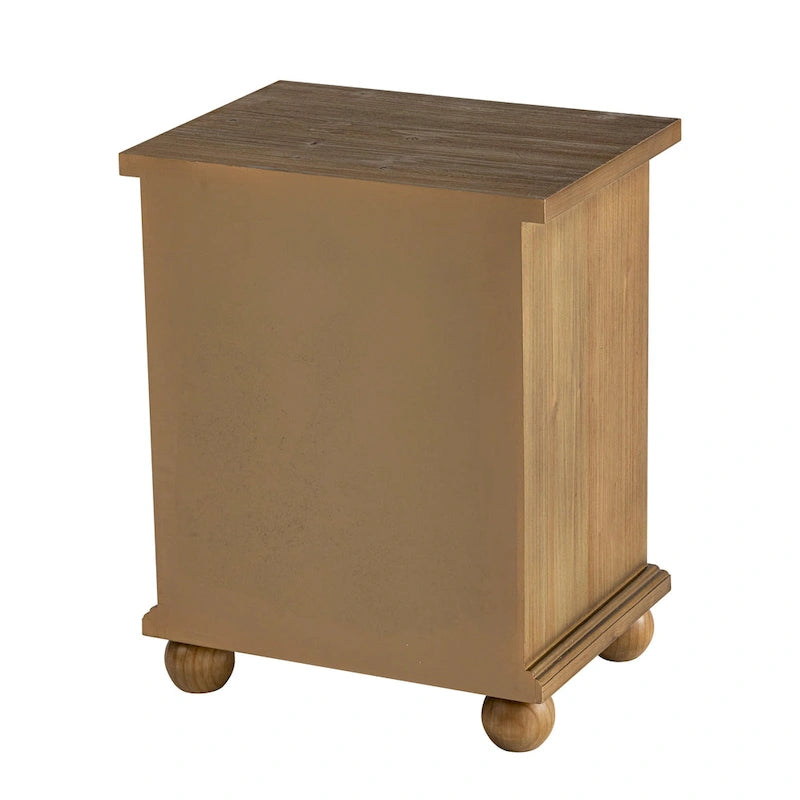 COZAYH Table de chevet rustique de ferme à 3 tiroirs avec motif feuilles sculptées, commode de style campagnard français vintage avec armoire d'appoint