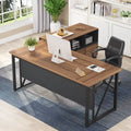 Bureau d'ordinateur en L de 63 pouces avec meuble de classement latéral de 47 pouces, ensemble de meubles de bureau pour la maison, bureau de direction