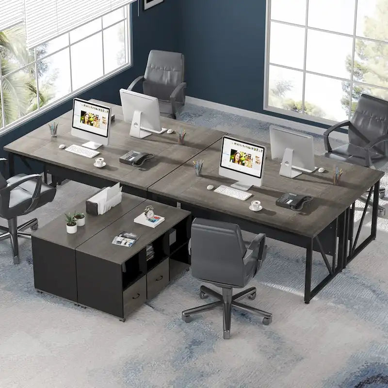 Bureau d'ordinateur en L de 63 pouces avec meuble de classement latéral de 47 pouces, ensemble de meubles de bureau pour la maison, bureau de direction
