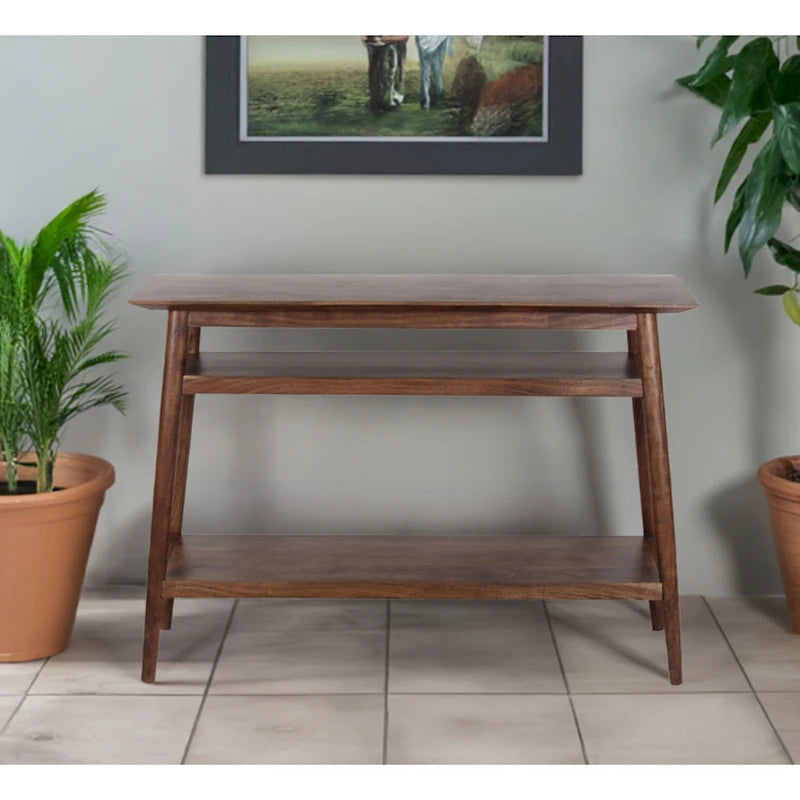 Console en acacia massif avec 2 étagères