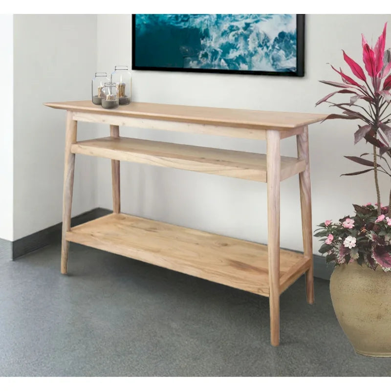 Console en acacia massif avec 2 étagères