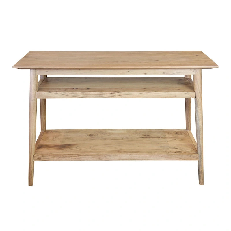 Console en acacia massif avec 2 étagères