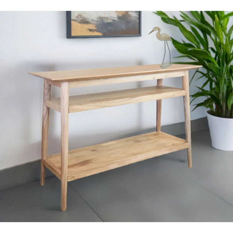 Console en acacia massif avec 2 étagères