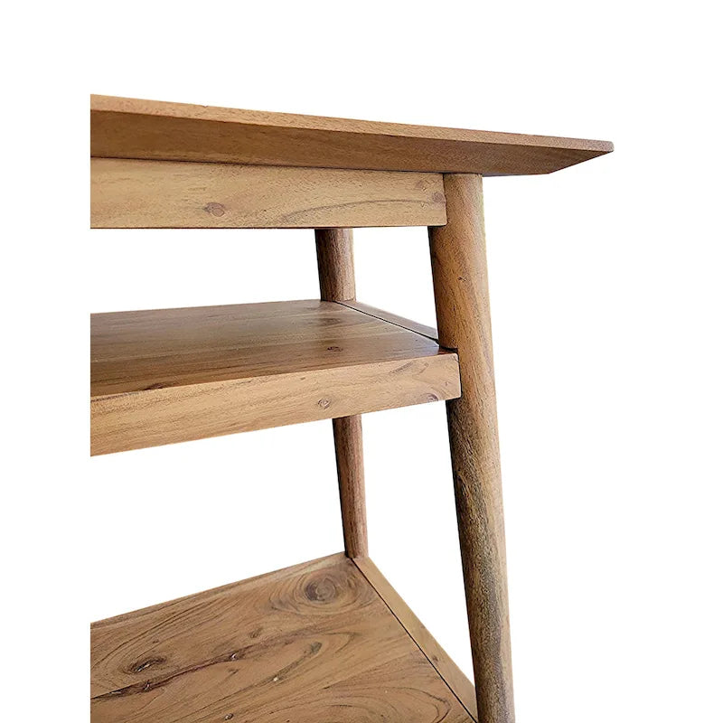 Console en acacia massif avec 2 étagères
