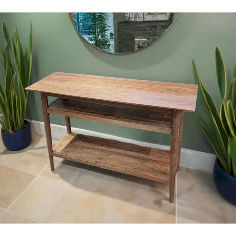 Console en acacia massif avec 2 étagères