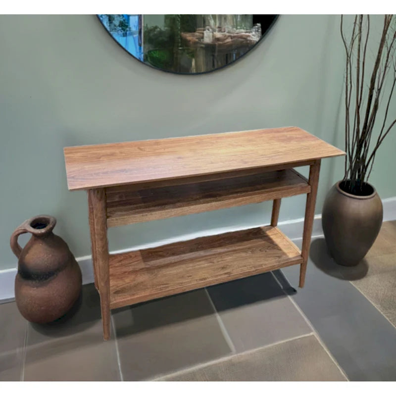 Console en acacia massif avec 2 étagères