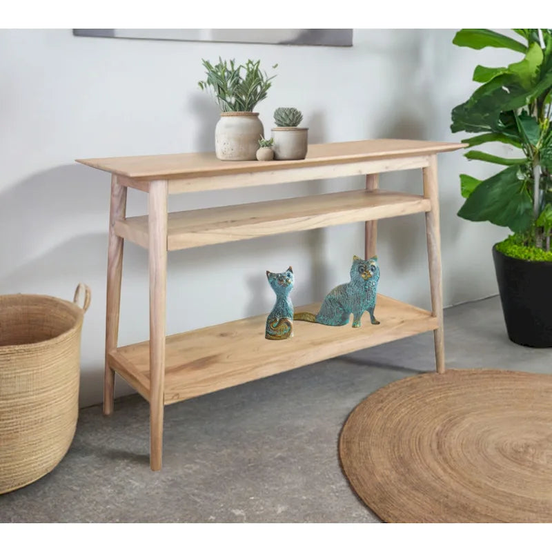 Console en acacia massif avec 2 étagères