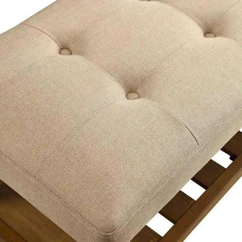 Banc en bois capitonné beige, une place