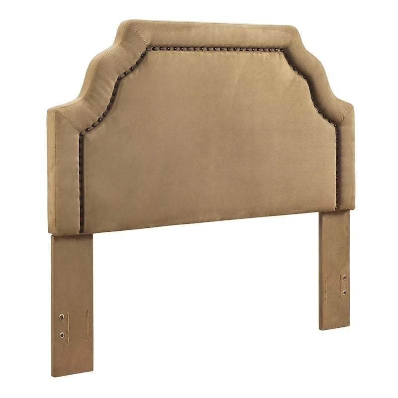 Tête de lit capitonnée Loren Keystone King/Cal King en microfibre couleur camel