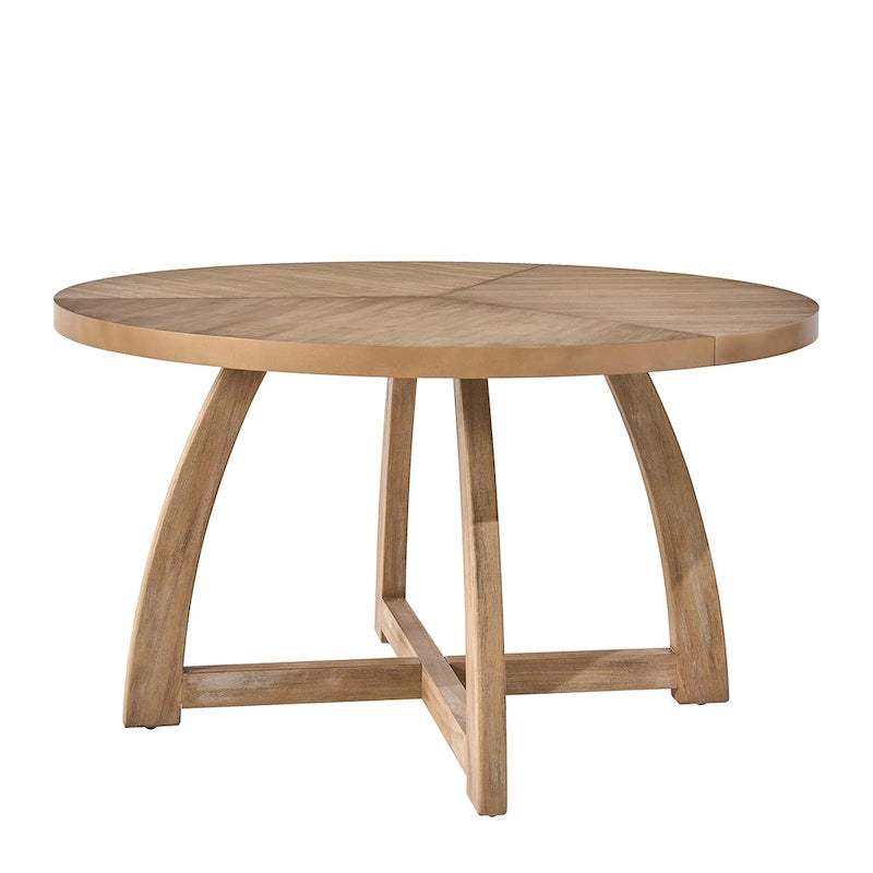 Table à manger ronde, style milieu de siècle, 5-6 places, noyer / naturel / noir