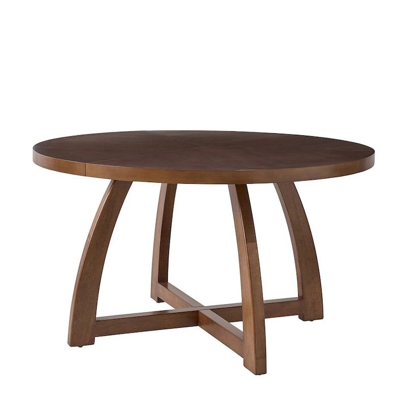 Table à manger ronde, style milieu de siècle, 5-6 places, noyer / naturel / noir