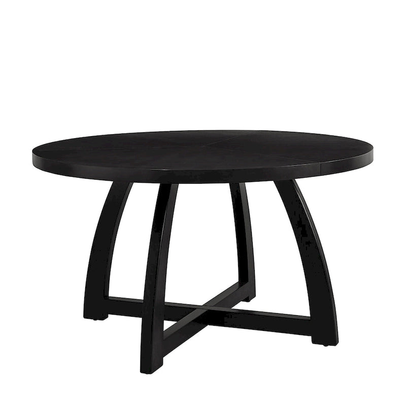 Table à manger ronde, style milieu de siècle, 5-6 places, noyer / naturel / noir