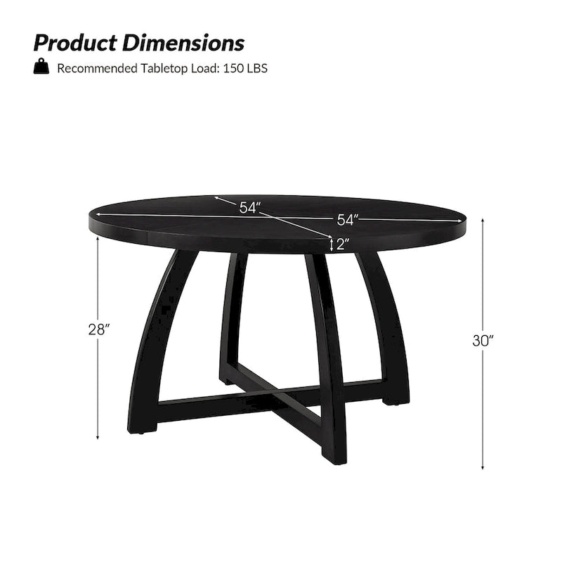 Table à manger ronde, style milieu de siècle, 5-6 places, noyer / naturel / noir