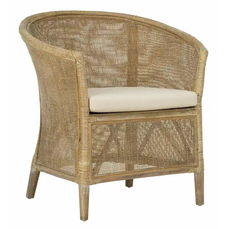 SAFAVIEH Fauteuil en rotin Basilina délavé - 31,5 x 29,9 x 25,6 - 30Lx26Px32H