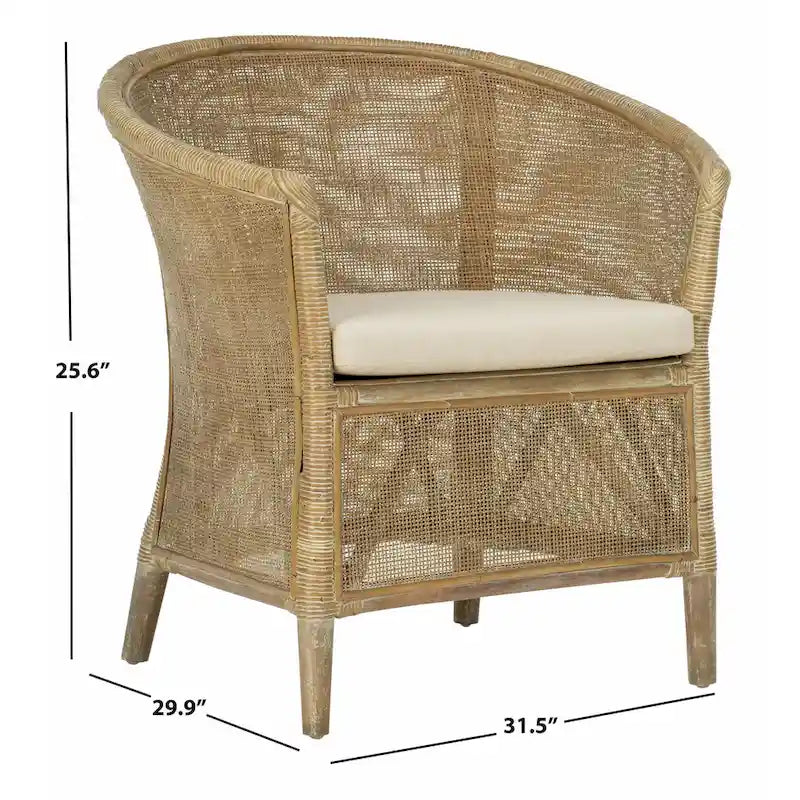 SAFAVIEH Fauteuil en rotin Basilina délavé - 31,5 x 29,9 x 25,6 - 30Lx26Px32H