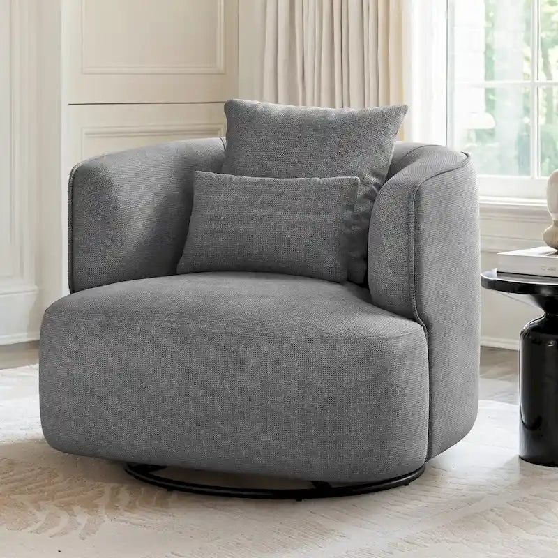 LUE BONA Fauteuil pivotant en tissu mélangé, fauteuil club rembourré moderne pour salon
