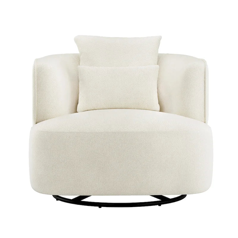 LUE BONA Fauteuil pivotant en tissu mélangé, fauteuil club rembourré moderne pour salon
