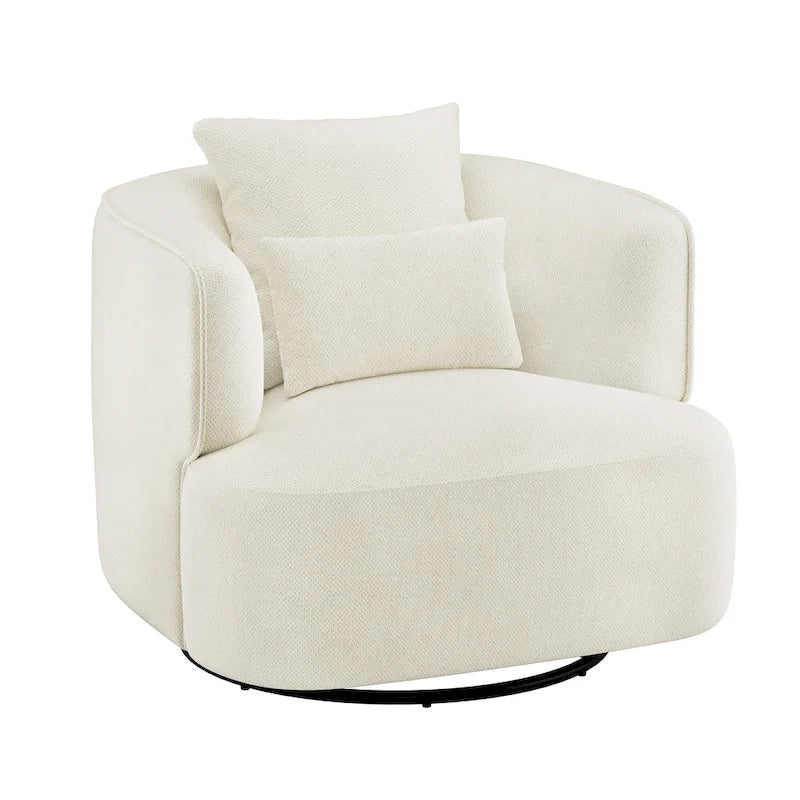LUE BONA Fauteuil pivotant en tissu mélangé, fauteuil club rembourré moderne pour salon