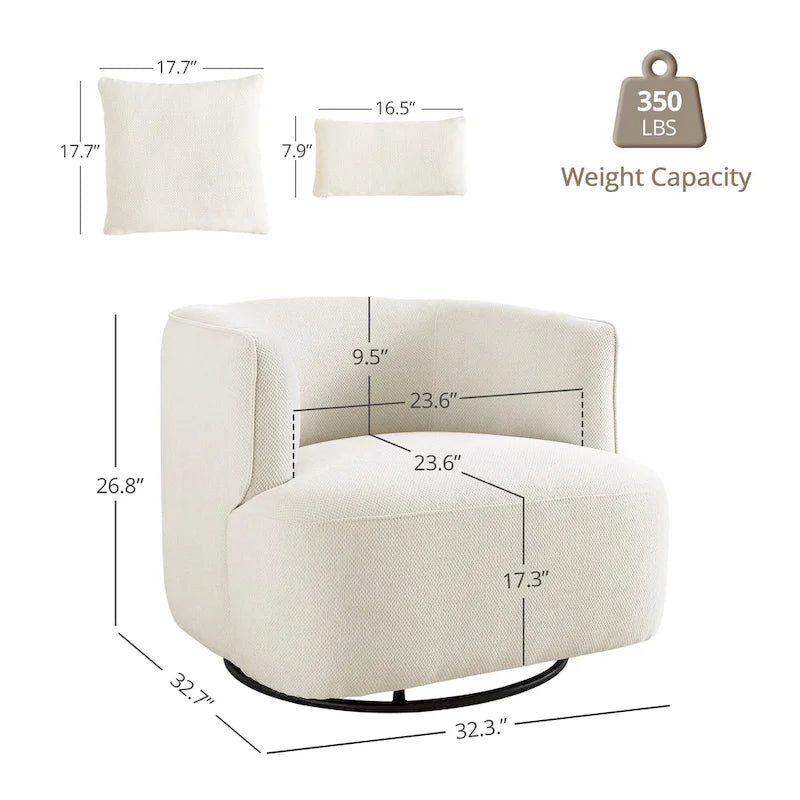 LUE BONA Fauteuil pivotant en tissu mélangé, fauteuil club rembourré moderne pour salon