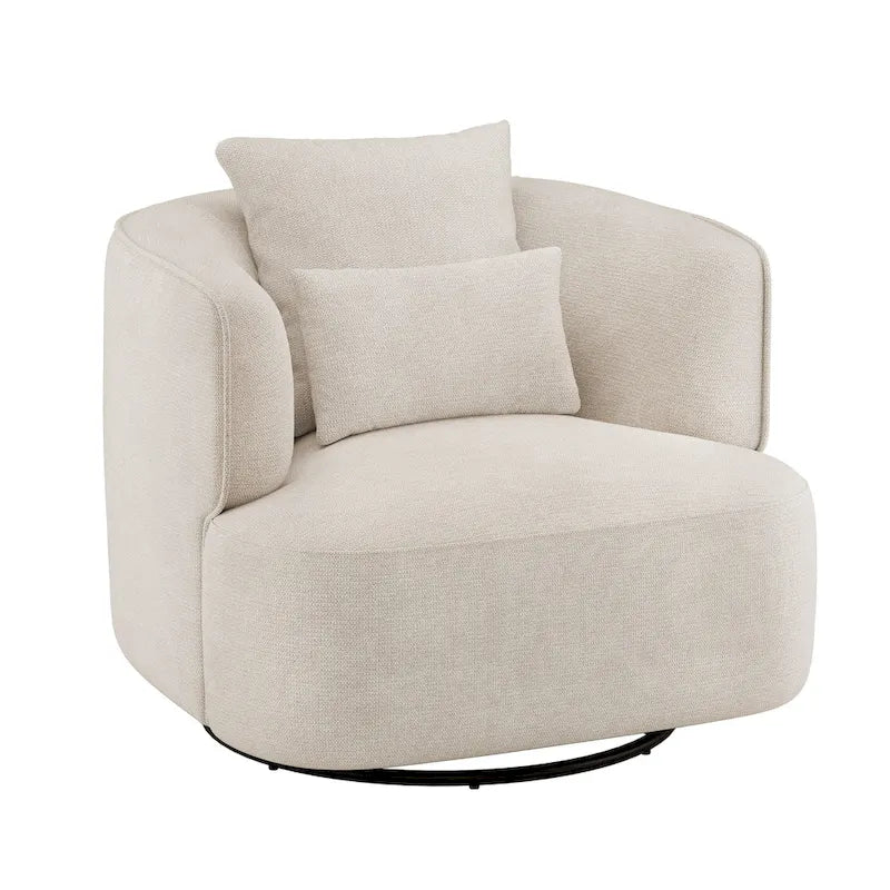LUE BONA Fauteuil pivotant en tissu mélangé, fauteuil club rembourré moderne pour salon