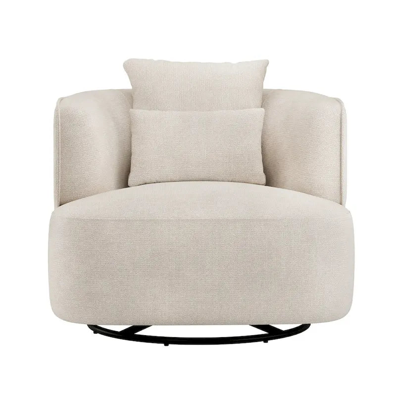 LUE BONA Fauteuil pivotant en tissu mélangé, fauteuil club rembourré moderne pour salon